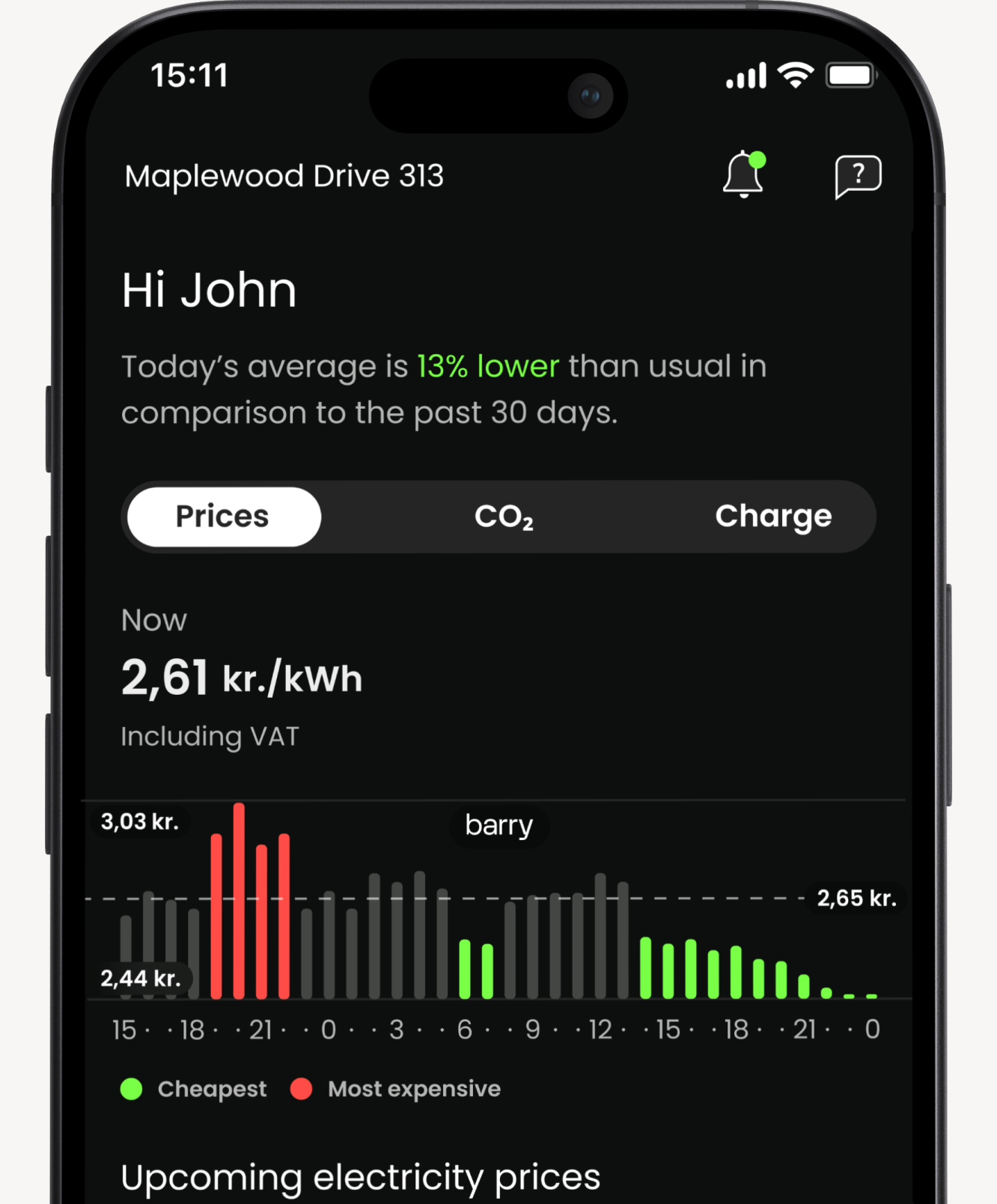 Barry Energy charging preferences